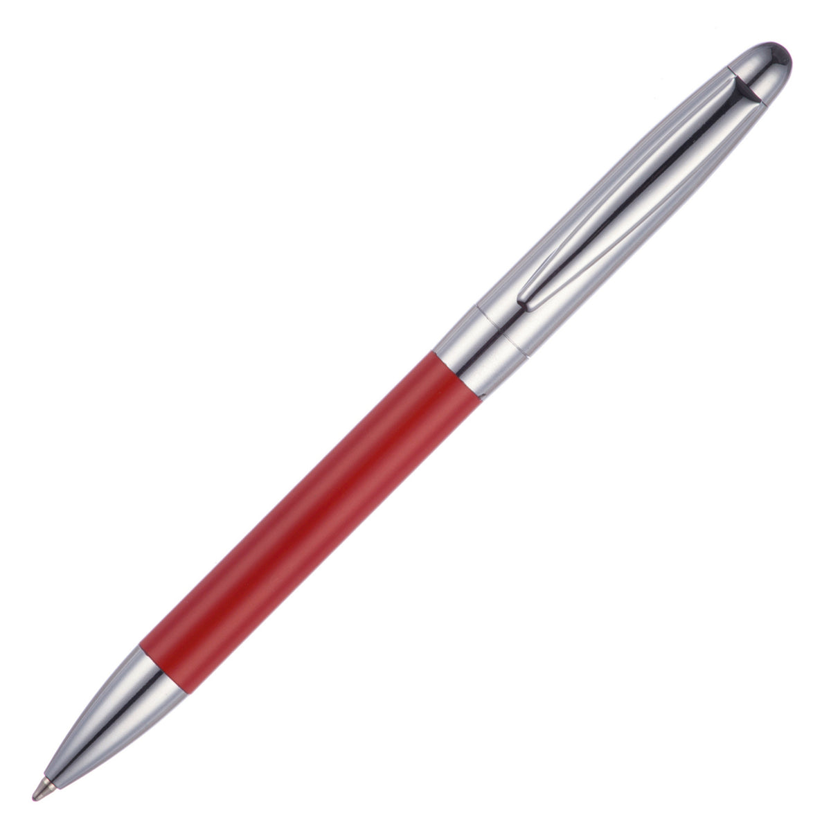 Branded Two-Tone Chrome Twist Action Ball Pen in RED