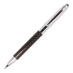 Branded Carbon Fibre Look Brass Ball Pen