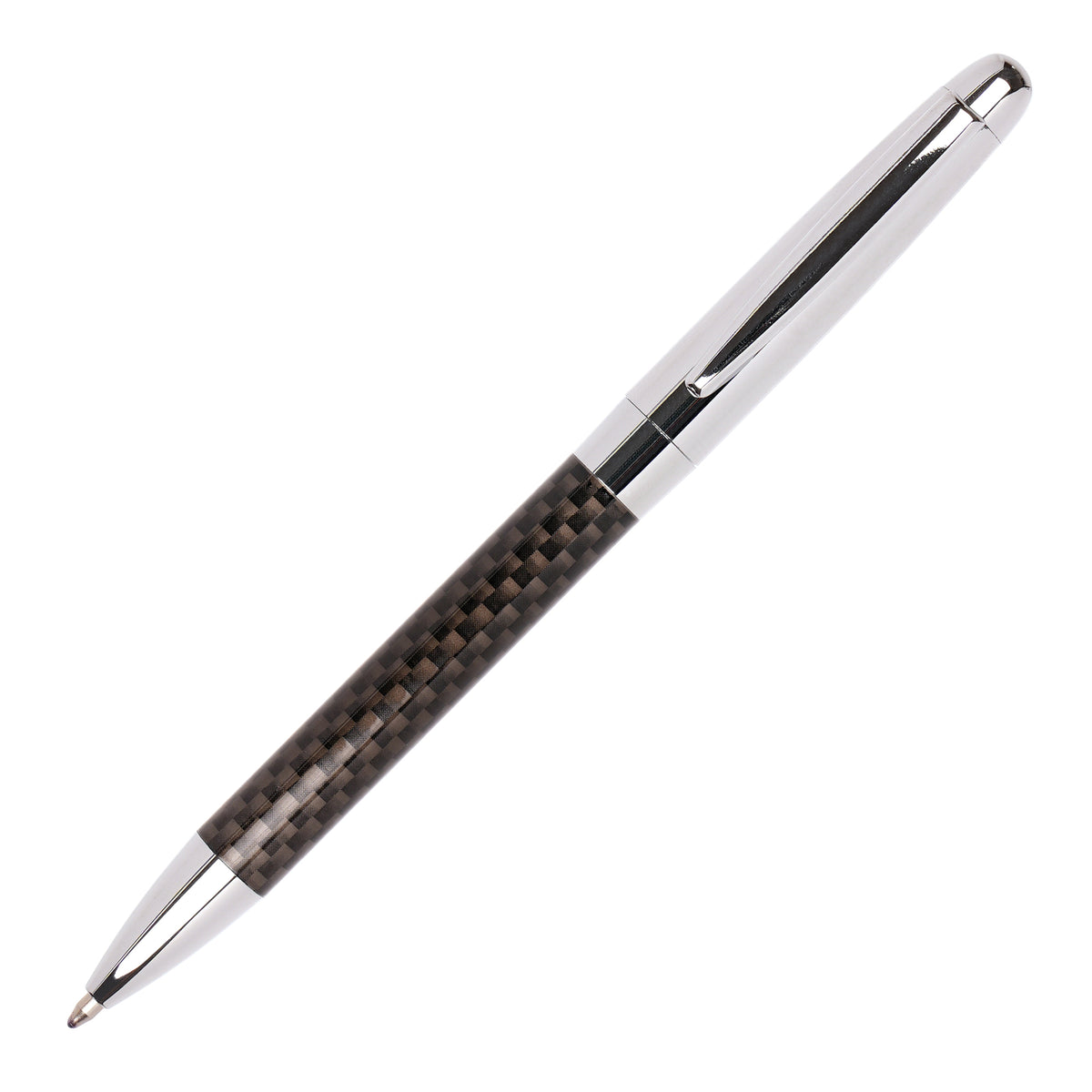 Branded Carbon Fibre Look Brass Ball Pen
