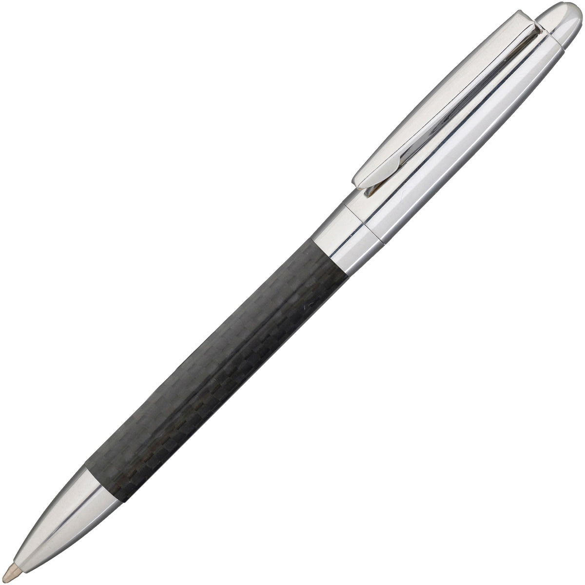 Branded Carbon Fibre Look Brass Ball Pen