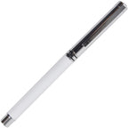 Branded Brass Capped Roller Pen with Gloss Finish in WHITE