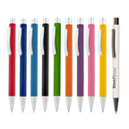 Branded Soft Feel Push Action Steel Ball Pen with Chrome Trim
