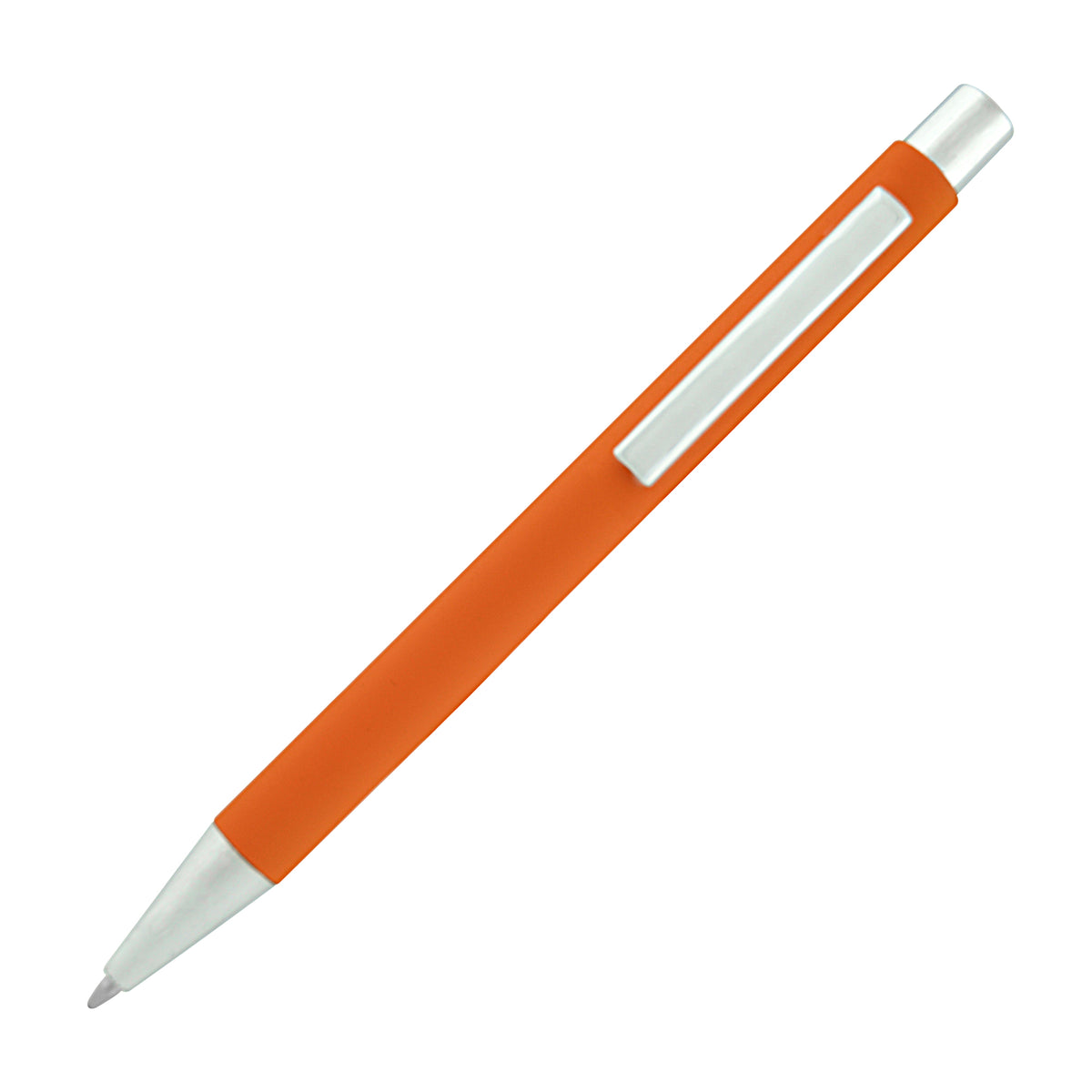 Branded Soft Feel Push Action Steel Ball Pen with Chrome Trim