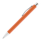 Branded Soft Feel Push Action Steel Ball Pen with Chrome Trim