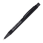 Branded All Black Soft Feel Steel Ball Pen in BLACK