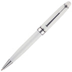 Branded Stainless Steel Ball Pen in WHITE