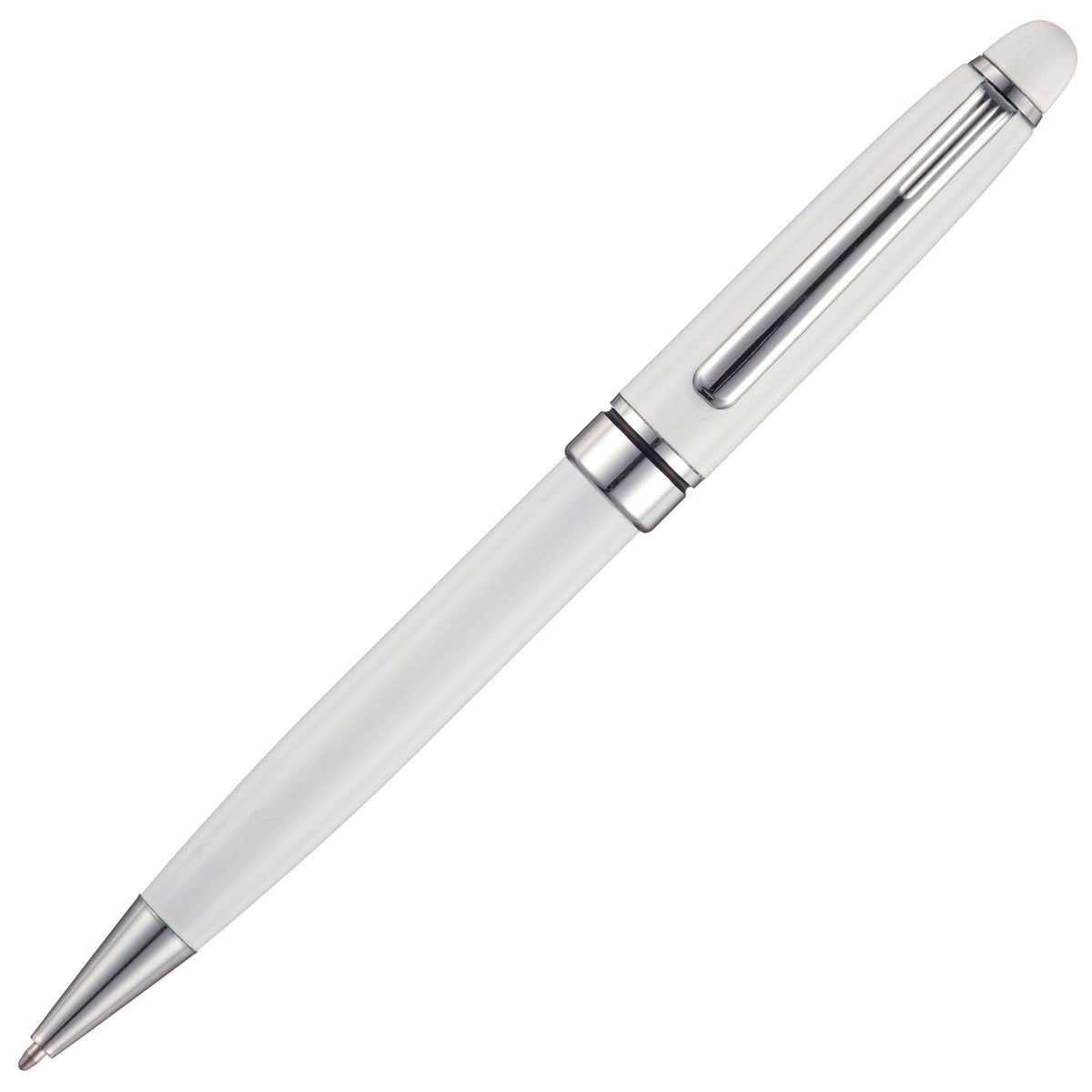 Branded Stainless Steel Ball Pen in WHITE