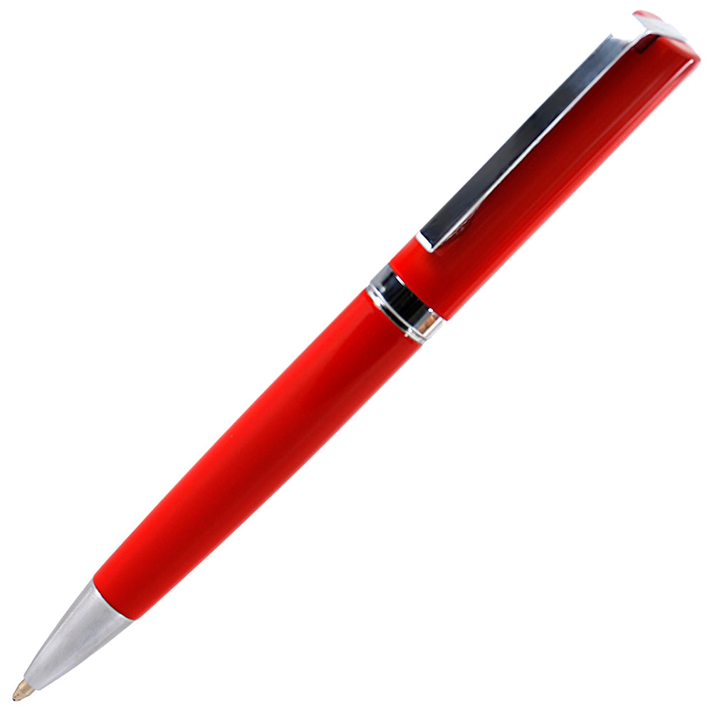 Branded Brass Ball Pen with Hinged Clip in RED
