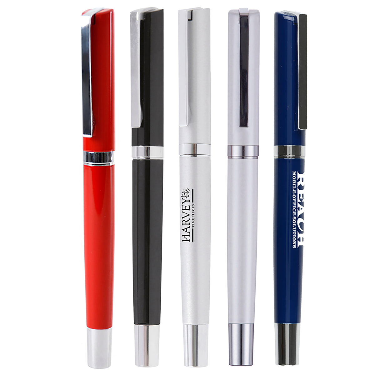 Branded Brass Capped Roller Pen with Hinged Clip