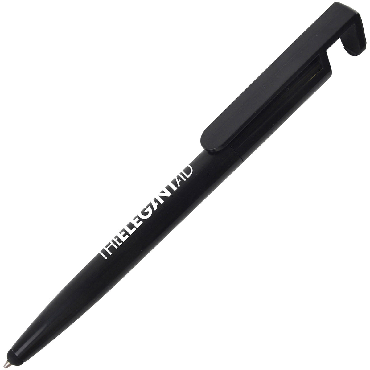 Branded Ball Pen with Phone Holder and Screen Cleaner in BLACK
