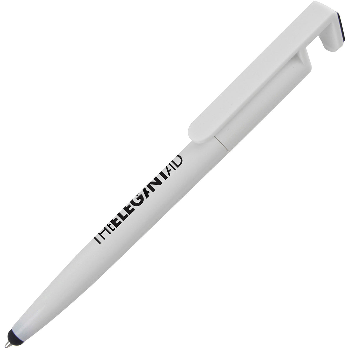 Branded Ball Pen with Phone Holder and Screen Cleaner in WHITE