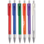Branded Translucent Push Action Ball Pen with Chrome Trim