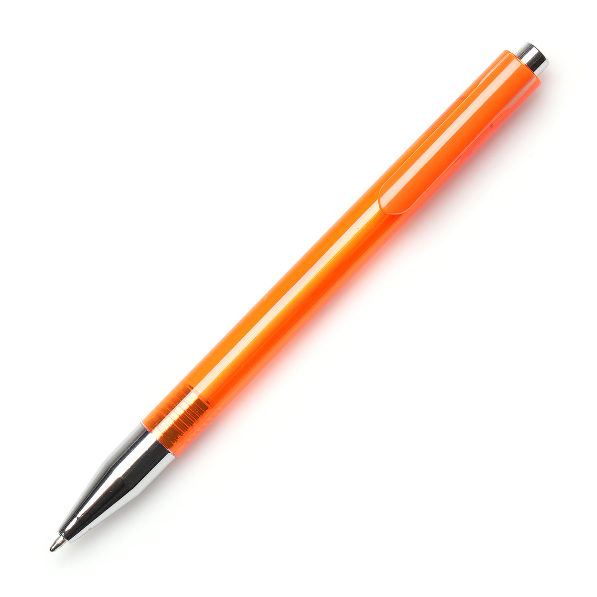 Branded Translucent Push Action Ball Pen with Chrome Trim
