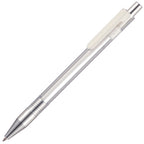 Branded Translucent Push Action Ball Pen with Chrome Trim in TRANS