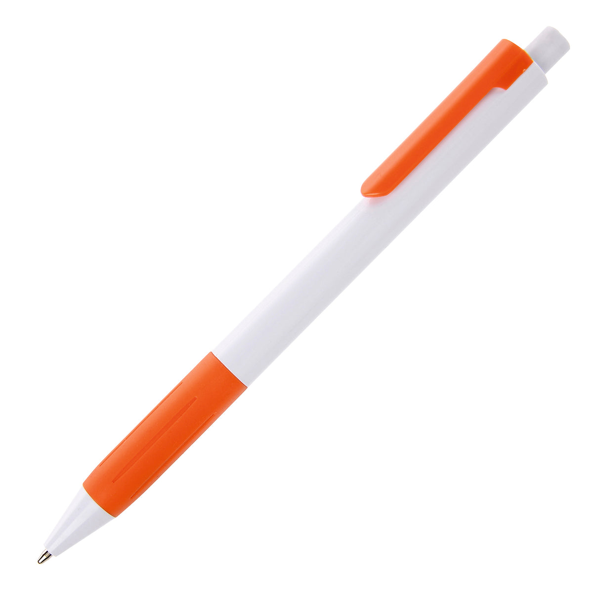 Branded Comfort Grip Ball Pen with Coloured Trim in AMBER