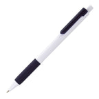 Branded Comfort Grip Ball Pen with Coloured Trim in BLACK