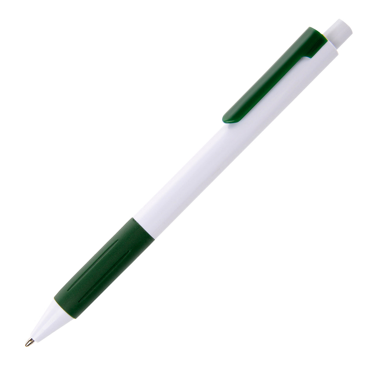 Branded Comfort Grip Ball Pen with Coloured Trim in GREEN