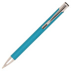 Branded A4 White PU Notebook and Matching Pen Set in CYAN