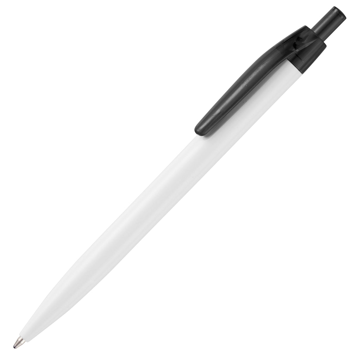 Branded Click Action Ball Pen with Translucent Clip in BLACK