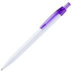 Branded Click Action Ball Pen with Translucent Clip in PURPLE