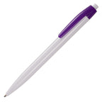 Branded Click Action Ball Pen with Translucent Clip in SOLID PURPLE