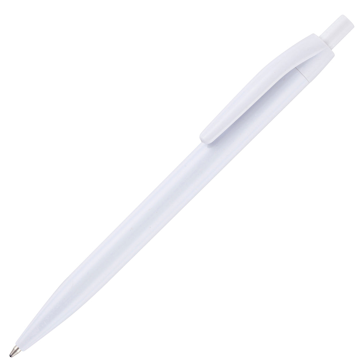 Branded Solid Colour Click Action Ball Pen in WHITE