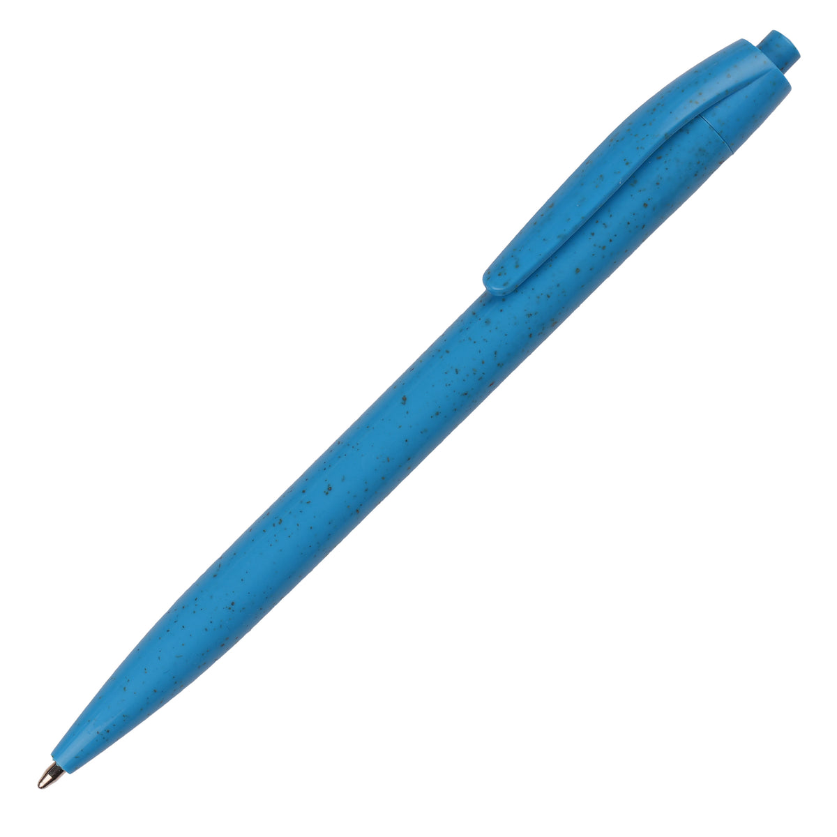Branded Wheat Straw Push Action Ball Pen in CYAN