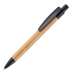 Branded Bamboo Push Action Ball Pen with Recyclable Trim