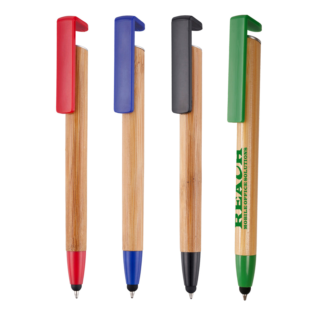 Branded Bamboo Ball Pen with Phone Stand and Stylus