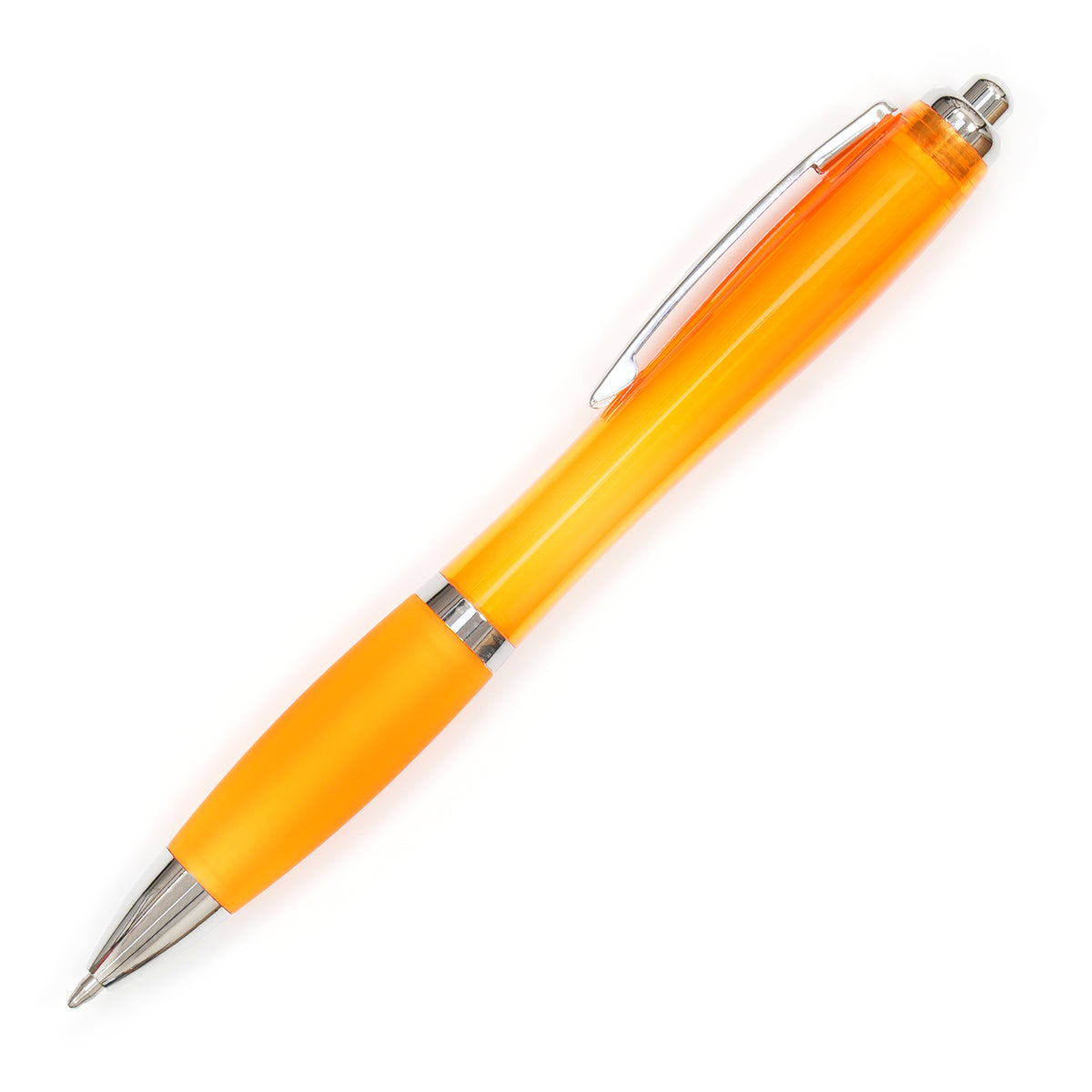 Branded Curved Push Action Ball Pen with Coloured Barrel