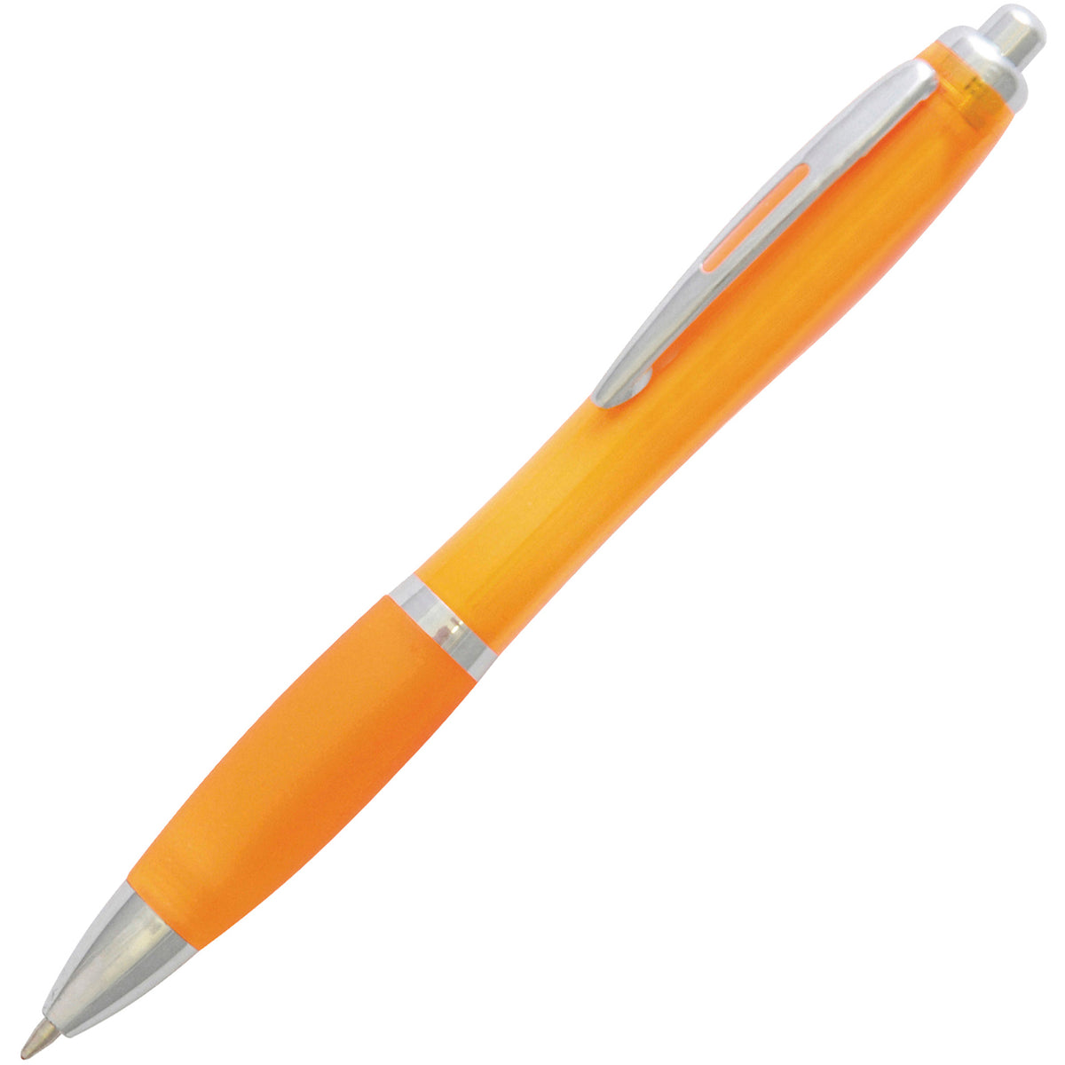Branded Curved Push Action Ball Pen with Coloured Barrel
