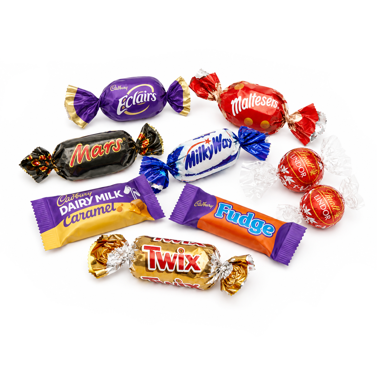 Branded trio of Christmas crackers, contents shown