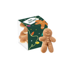 Branded gingerbread gummies clear cube, front view