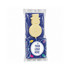 Branded festive chocolate lolly, white chocolate snowman