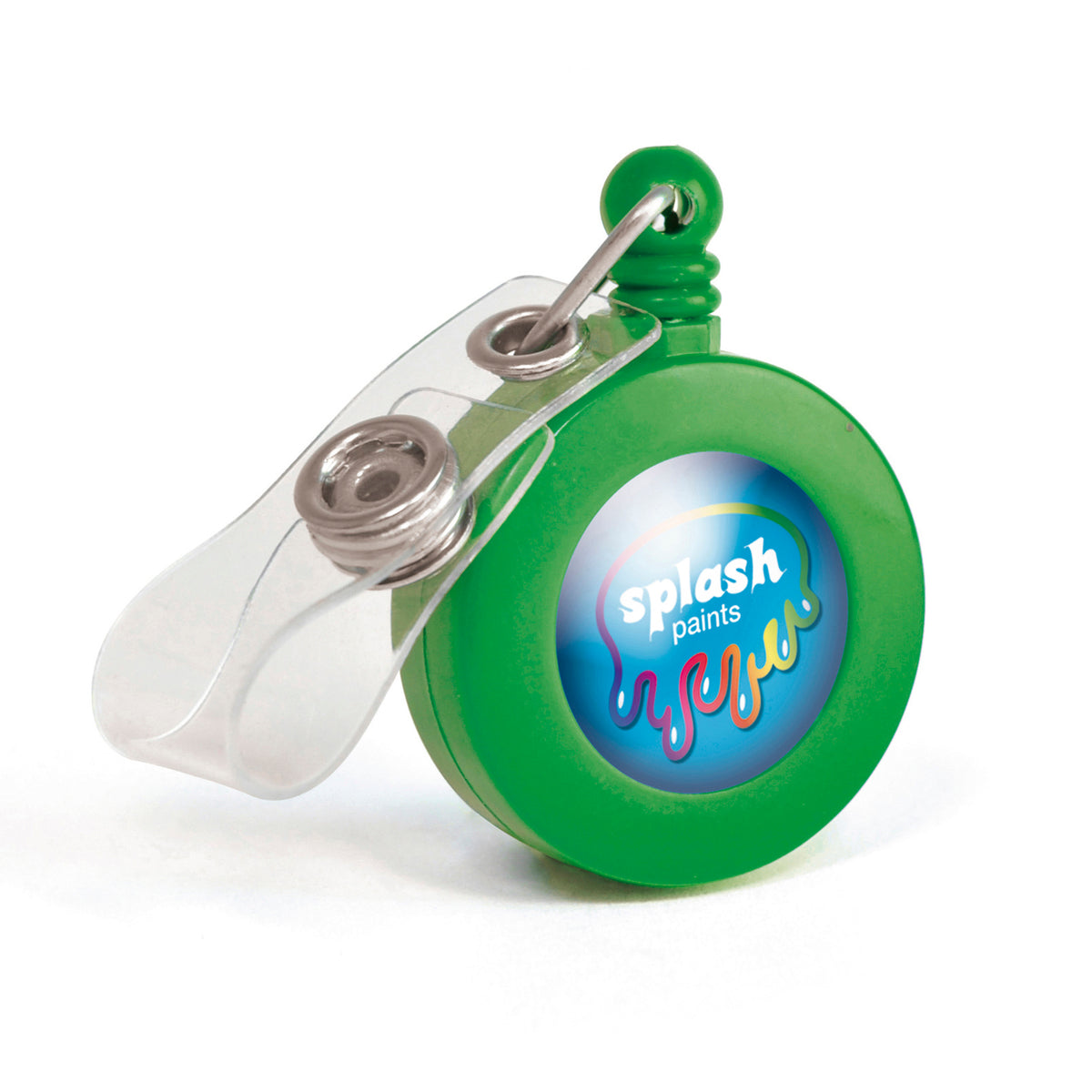 Branded Domed Ski Pass Holder with Belt Clip in Green