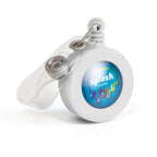 Branded Domed Ski Pass Holder with Belt Clip in White