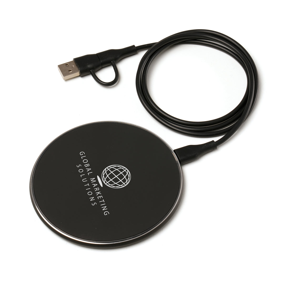 Branded Recycled Aluminium 15W Wireless Desk Charger