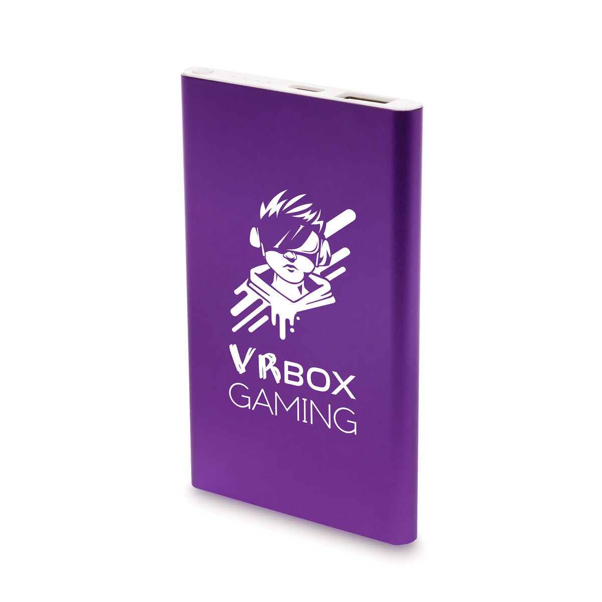 Branded 4000mAh USB-C Flat Aluminium Power Bank in Purple