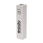 Branded White 2200mAh Aluminium Cuboid Power Bank