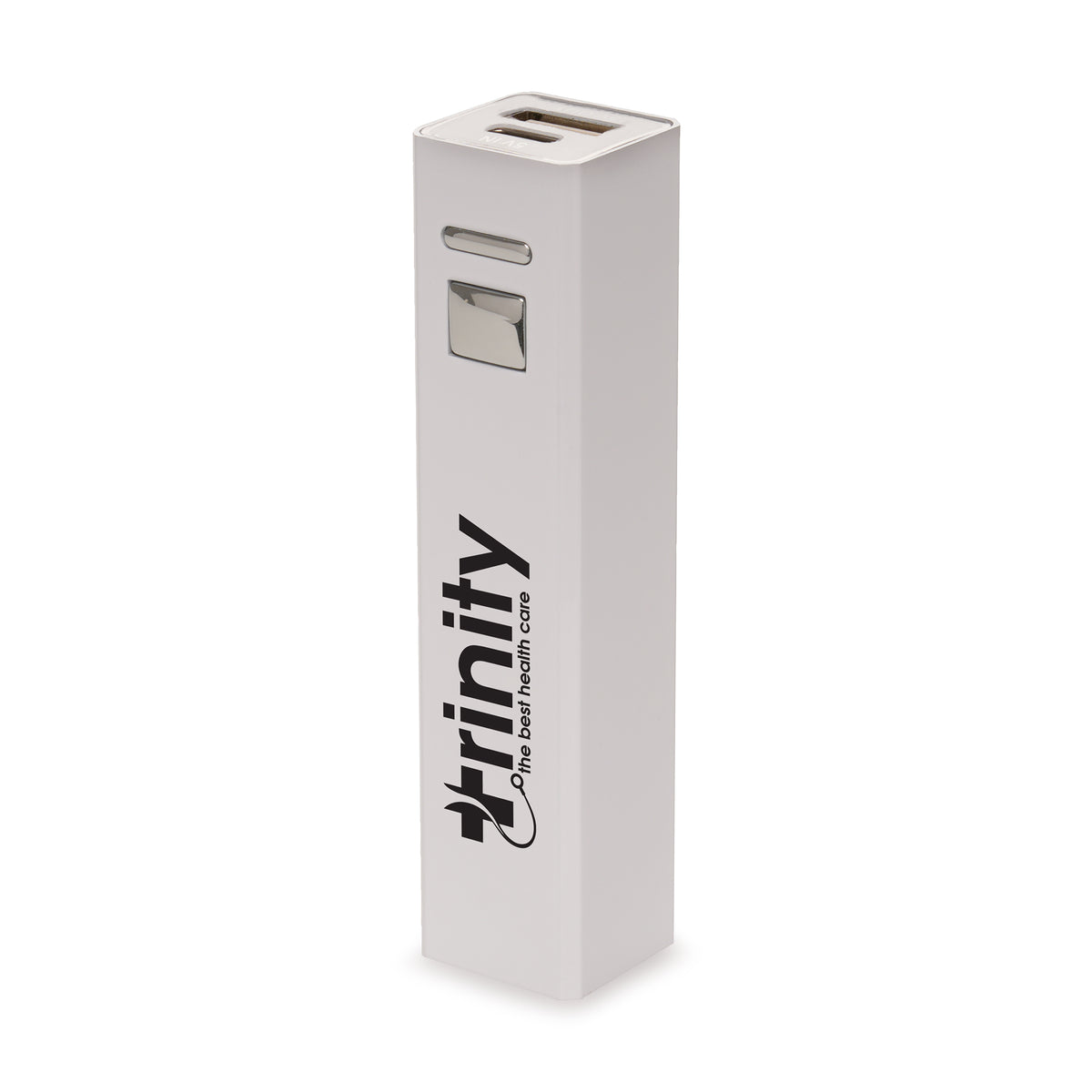 Branded White 2200mAh Aluminium Cuboid Power Bank