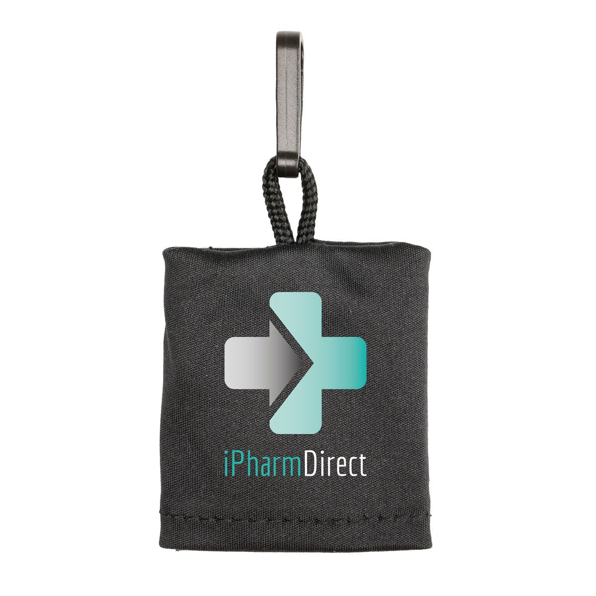Branded Microfibre Cleaning Cloth with Self-Pocket and Hook in Black