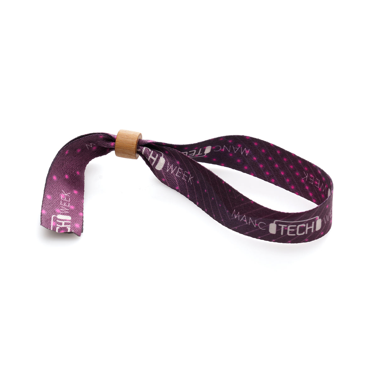 Branded RPET Wristband with Adjustable Wooden Clip