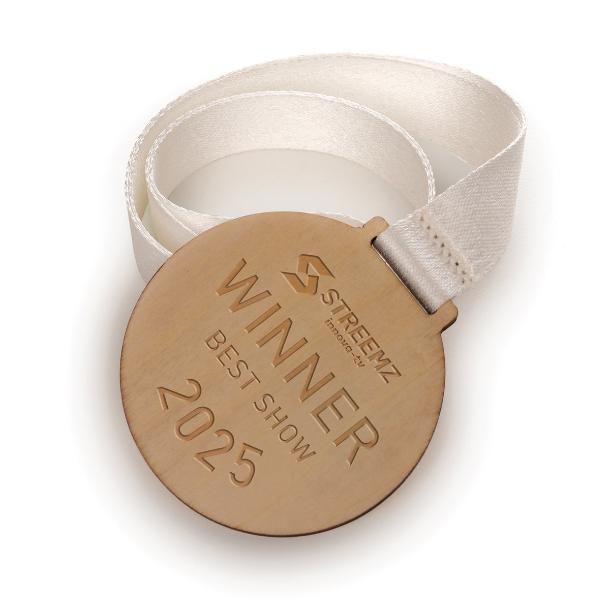 Branded Wooden Medal with RPET Lanyard