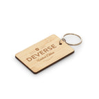 Branded Rectangular Bamboo Keyring with Split Ring