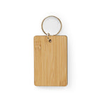 Branded Rectangular Bamboo Keyring with Split Ring
