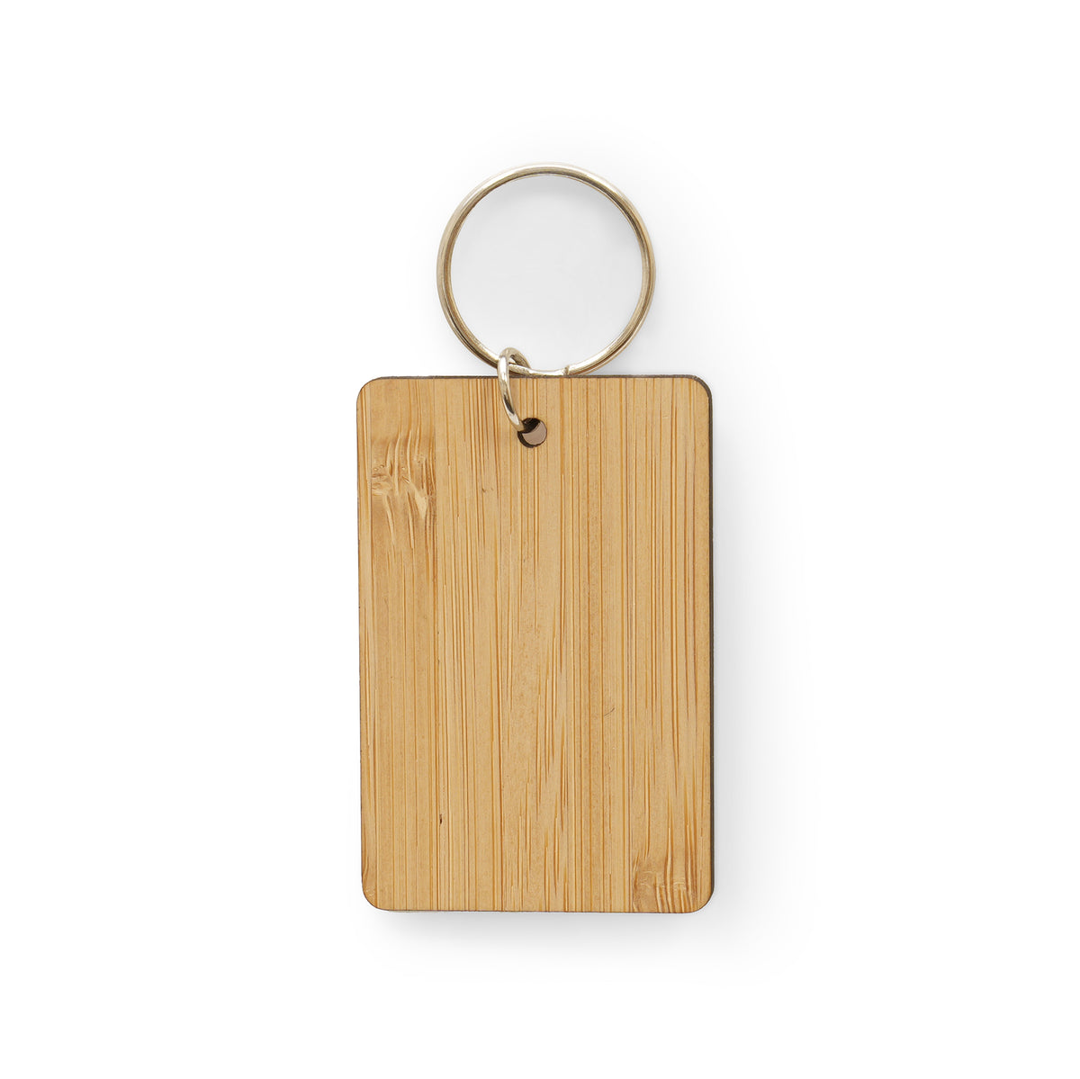 Branded Rectangular Bamboo Keyring with Split Ring