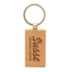 Branded Rectangular Beech Wood Keyring