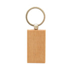Branded Rectangular Beech Wood Keyring