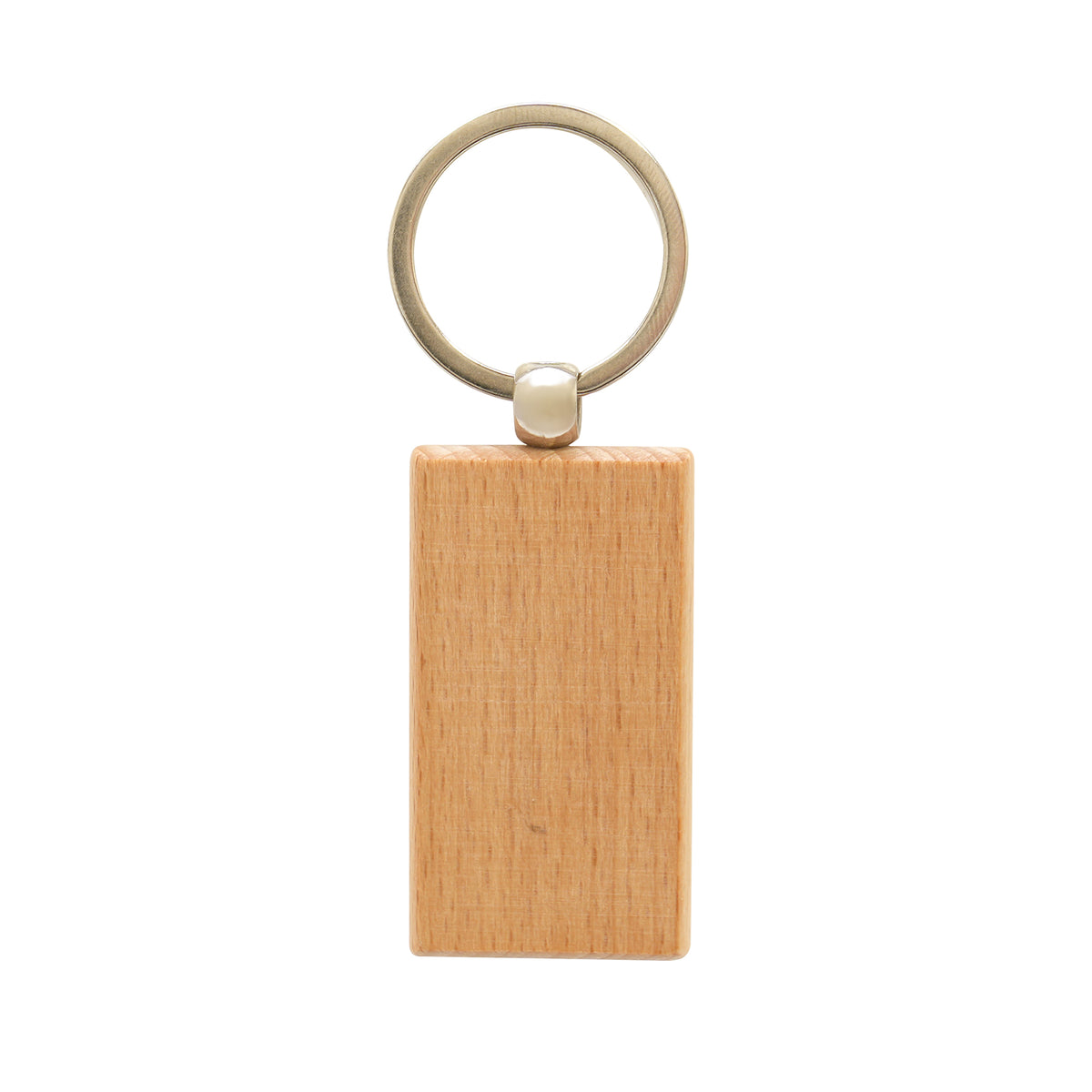Branded Rectangular Beech Wood Keyring
