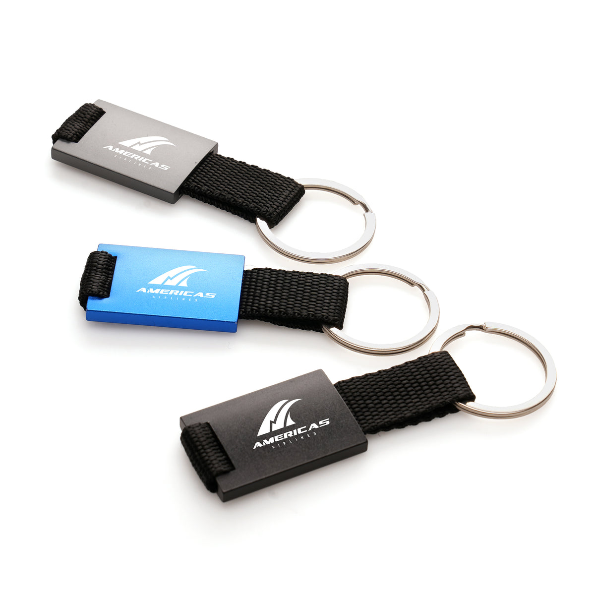 Branded Metal Keyring with Nylon Strap